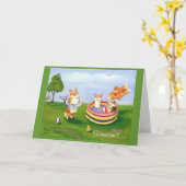 ペンブロークのウェルシュコーギーカード カード (黄色い花)