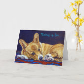 ペンブロークのウェルシュコーギーカード カード (黄色い花)