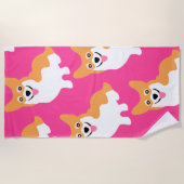 ペンブロークのウェルシュコーギーパターン ビーチタオル (正面)