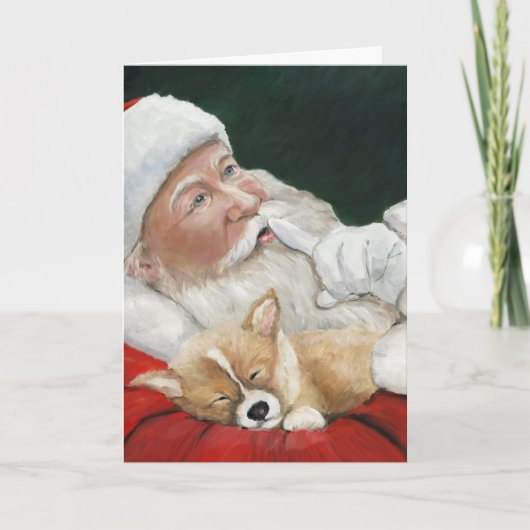 ペンブロークのウェルシュコーギー及びサンタの挨拶状 シーズンカード (正面)