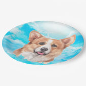 ペンブロークのウェルシュコーギー犬ペット水彩画 ペーパープレート (アングル)