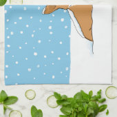 ペンブロークのウェルシュコーギー|の幸せな休日の雪犬 キッチンタオル (折り畳み)