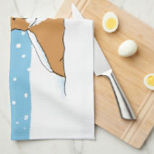 ペンブロークのウェルシュコーギー|の幸せな休日の雪犬 キッチンタオル (四つ折り)