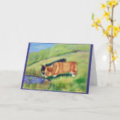 ペンブロークのウェルシュコーギー カード (黄色い花)