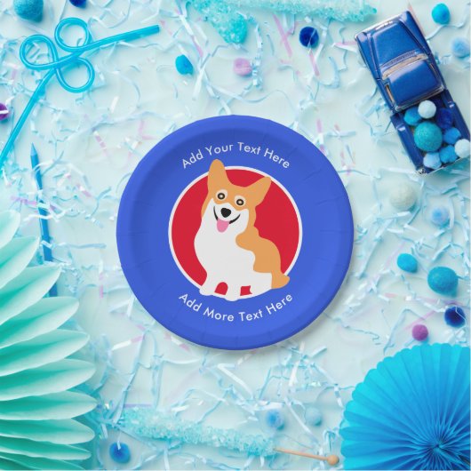 ペンブロークのウェールズのかわいいコーギーはあなた自身の文字を加えます ペーパープレート (パーティー)