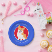 ペンブロークのウェールズのかわいいコーギーはあなた自身の文字を加えます ペーパープレート (パーティー)
