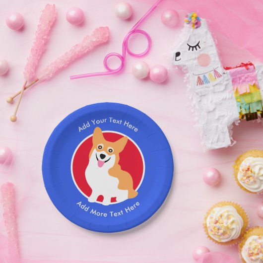ペンブロークのウェールズのかわいいコーギーはあなた自身の文字を加えます ペーパープレート (パーティー)