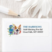 ペンブロークウェルシュカーディガンブルーフローラ差出人住所 ラベル (インサイチュ)