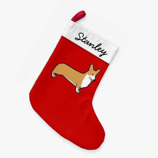 ペンブロークウェルシュコーギーかわいいホリデードッグ恋人 スモールクリスマスストッキング (正面 (吊り時))