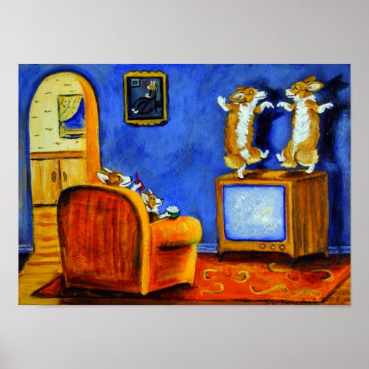 ペンブロークウェルシュコーギーウォールプリント ポスター (正面)