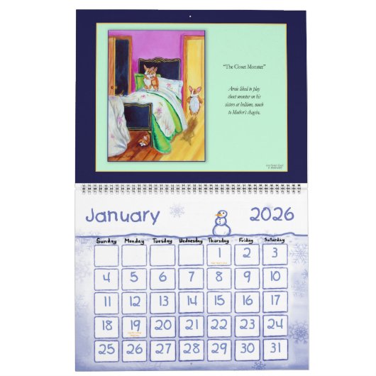 ペンブロークウェルシュコーギーカレン最高のダサイドコーギ カレンダー (1月 2026)