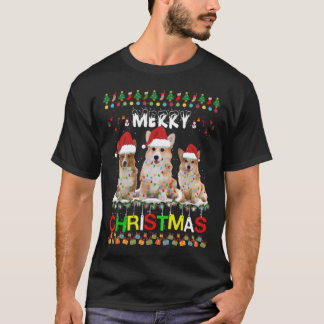 ペンブロークウェルシュコーギークリスマスツリーライトクリスマス Tシャツ