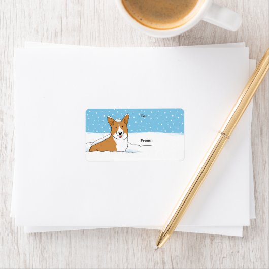 ペンブロークウェルシュコーギークリスマスホリデーギフトラベル ラベル (インサイチュ)