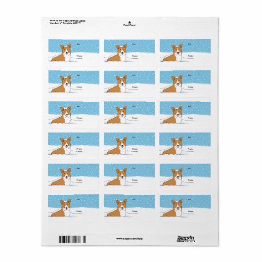 ペンブロークウェルシュコーギークリスマスホリデーギフトラベル ラベル (フルシート)