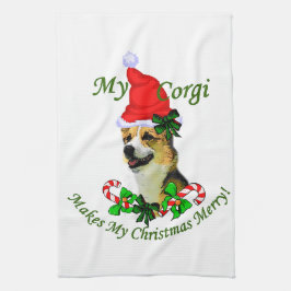 ペンブロークウェルシュコーギークリスマス キッチンタオル