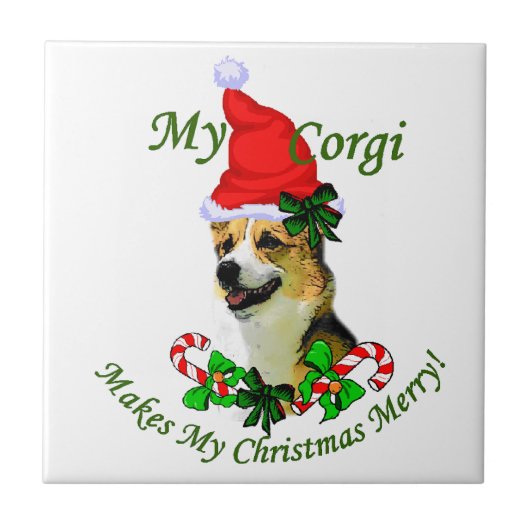 ペンブロークウェルシュコーギークリスマス タイル (正面)
