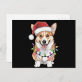 ペンブロークウェルシュコーギーサンタのクリスマスツリーライト シーズンポストカード (正面/裏面)