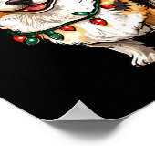 ペンブロークウェルシュコーギーサンタクリスマスツリーライトX ポスター (角)