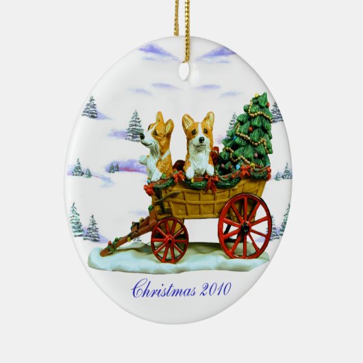 ペンブロークウェルシュコーギーサークルオーナメント セラミックオーナメント (右)