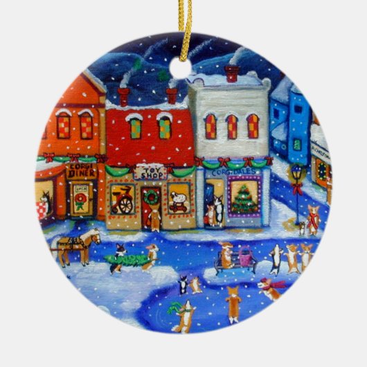 ペンブロークウェルシュコーギーサークルオーナメント セラミックオーナメント (正面)