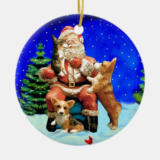 ペンブロークウェルシュコーギーサークルオーナメント セラミックオーナメント (正面)