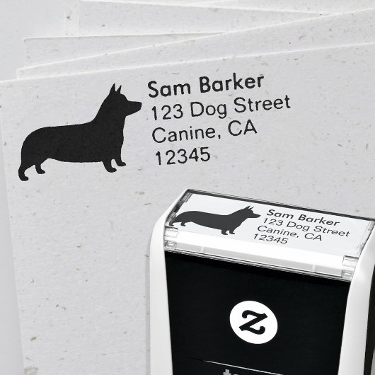 ペンブロークウェルシュコーギーシルエット差出人住所 セルフインキングスタンプ