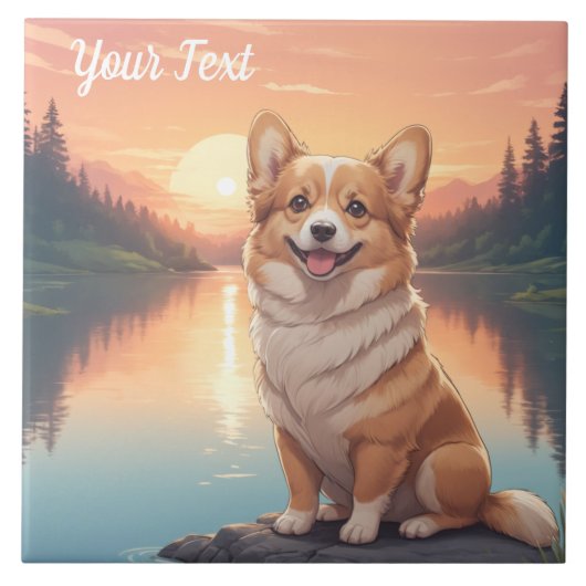 ペンブロークウェルシュコーギーズバイレイク タイル (正面)