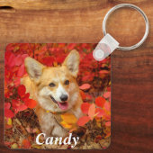 ペンブロークウェルシュコーギーズワンピードッグインレッド葉 キーホルダー (裏面)