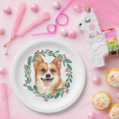 ペンブロークウェルシュコーギードッグエレガントクリスマスホリデー ペーパープレート (パーティー)
