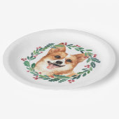 ペンブロークウェルシュコーギードッグエレガントクリスマスホリデー ペーパープレート (アングル)
