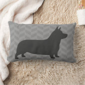 ペンブロークウェルシュコーギードッグシルエットグレー ランバークッション (ブランケット)