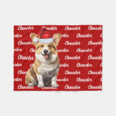 ペンブロークウェルシュコーギードッグネームクリスマスホリデー フリースブランケット (正面(横))