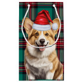 ペンブロークウェルシュコーギードッグフェスティバルプレイドクリスマス スモールペーパーバッグ (裏面)