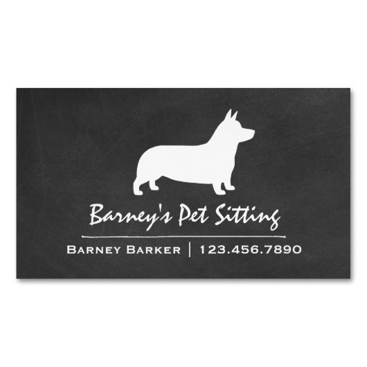 ペンブロークウェルシュコーギードッグブリードシルエット マグネット名刺 (正面)