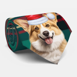 ペンブロークウェルシュコーギードッグホリデープレイドクリスマス ネクタイ