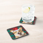 ペンブロークウェルシュコーギードッグレッドグリーンホリデープレイド コースター (右側)