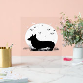 ペンブロークウェルシュコーギードッグ – ハロウィンムーンシルエット アクリルサイン (ウェディング)