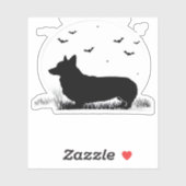 ペンブロークウェルシュコーギードッグ – ハロウィンムーンシルエット シール (シート)