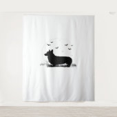 ペンブロークウェルシュコーギードッグ – ハロウィンムーンシルエット タペストリー (正面)