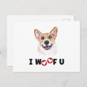 ペンブロークウェルシュコーギードッグI Woof you シーズンポストカード (正面/裏面)