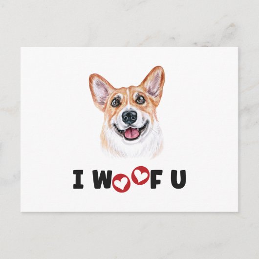 ペンブロークウェルシュコーギードッグI Woof you シーズンポストカード (正面)