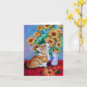 ペンブロークウェルシュコーギーノートカード カード (黄色い花)