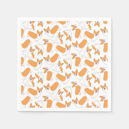 ペンブロークウェルシュコーギーパターン スタンダードカクテルナプキン (正面)