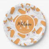 ペンブロークウェルシュコーギーパターン ペーパープレート (正面)