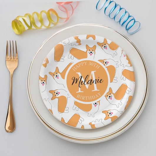 ペンブロークウェルシュコーギーパターン ペーパープレート