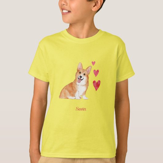ペンブロークウェルシュコーギーパーソナライズされた犬 Tシャツ (正面)
