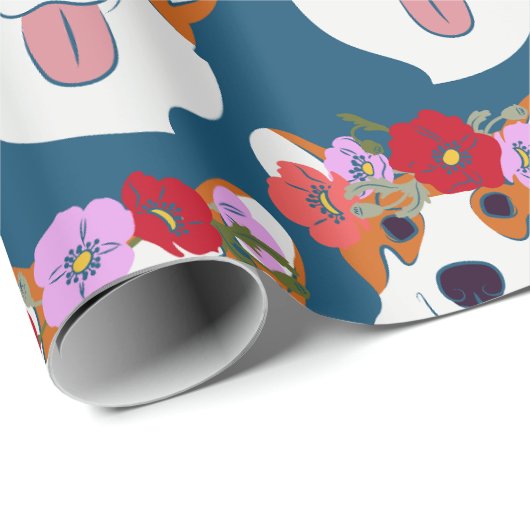 ペンブロークウェルシュコーギーブルーマンガラップ紙 ラッピングペーパー (ロールコーナー)