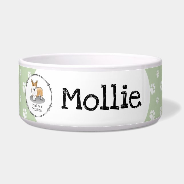 ペンブロークウェルシュコーギーママkid （赤1）犬ママかわいい ボウル (正面)