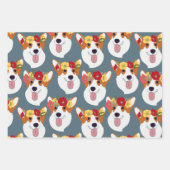 ペンブロークウェルシュコーギーマンガヘッド3色 ラッピングペーパーシート (正面2)
