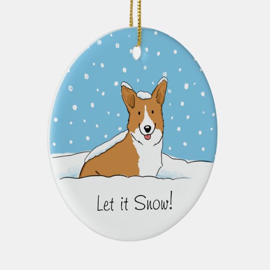 ペンブロークウェルシュコーギーレット雪 – ホリデードッグ セラミックオーナメント (右)